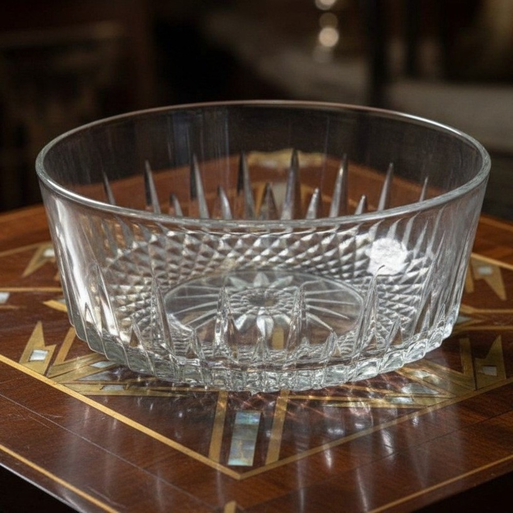 Arcoroc France Crystal Clear Salad Bowl, Vintage Starburst Design, Dinnerware